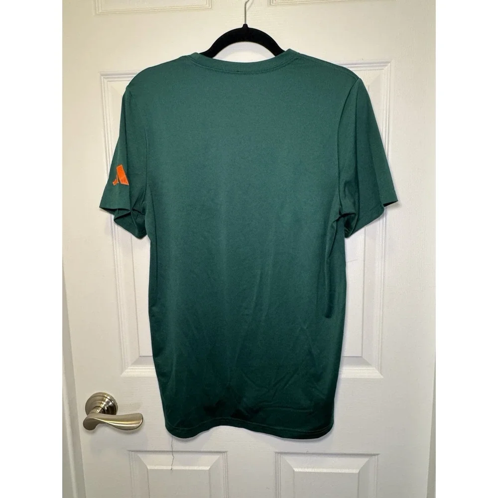 Adidas Miami Hurricanes Baseball Shirt Mens M Green Orange Graphic Tee NCAA